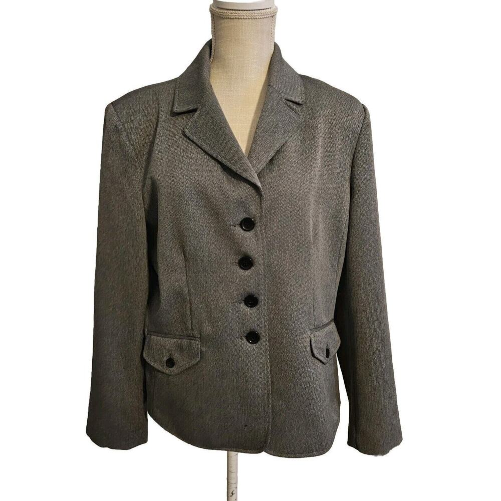 Allyson Cara Blazer Womens Size 14 Professional Charcoal Dark Gray Lined Pockets